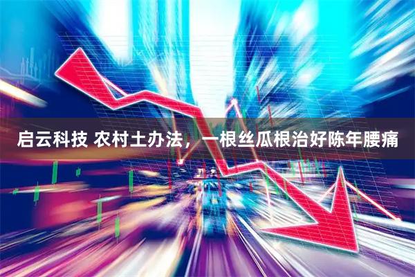 启云科技 农村土办法，一根丝瓜根治好陈年腰痛